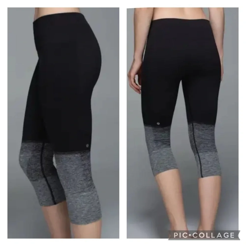 Lululemon Ebb To Street Seamlessly Street Crop Pant Heathered Black Size 4